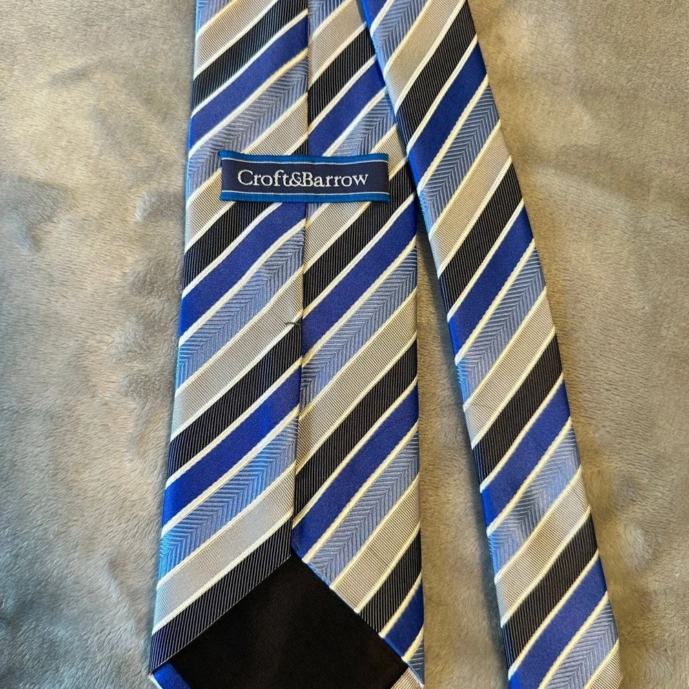 Croft & Barrow Mens Blue & Grey Formal Necktie 60